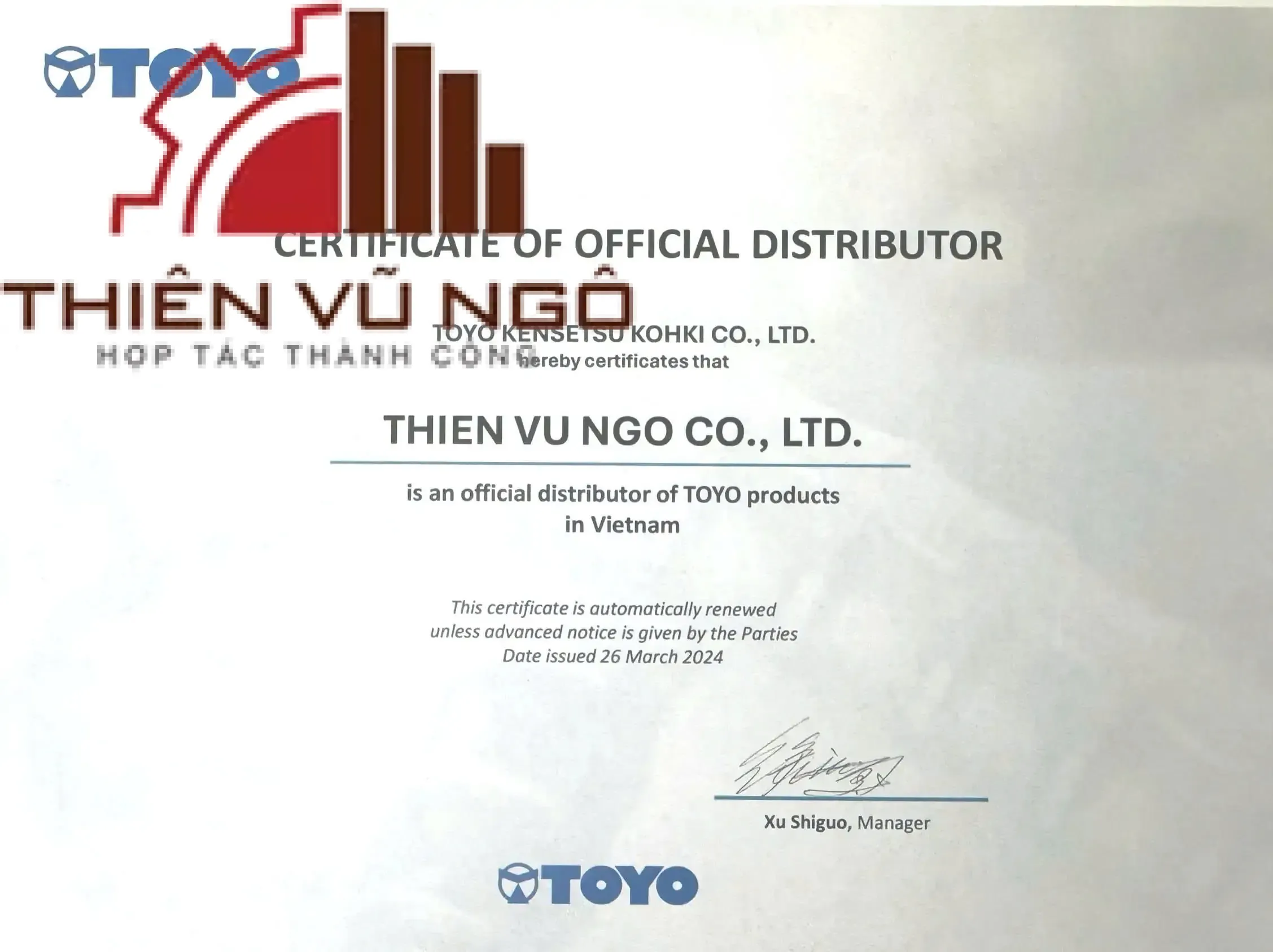 Nhà phân phối máy gia công thép cây TOYO - Thiên Vũ Ngô